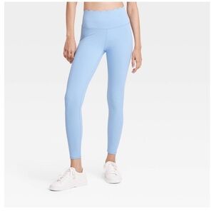 Blue High-Waisted Leggings Joy Lab S Scallop Detail Workout Yoga Gym Active NEW